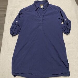 Tommy Bahama Dress Small Blue Popover Tunic Pockets Beach Roll Tab